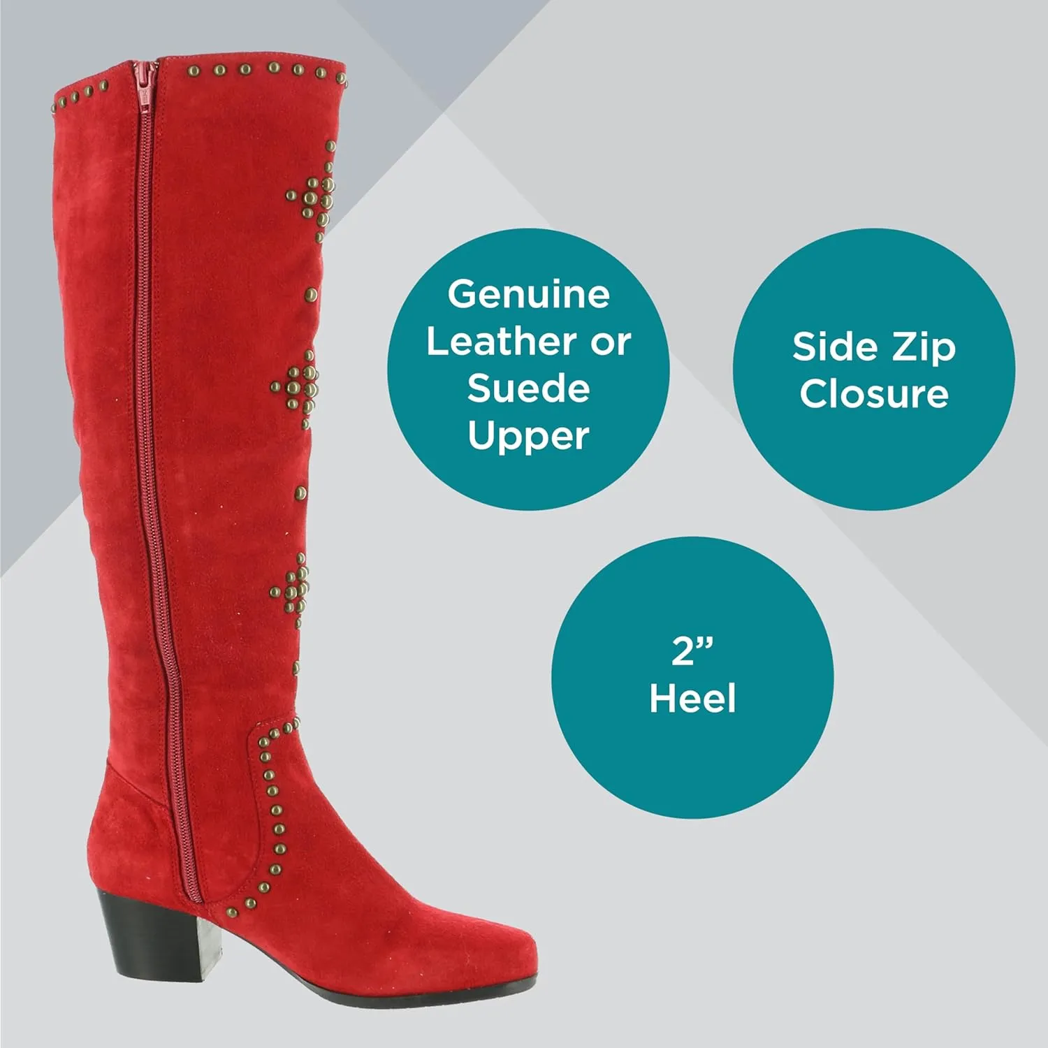 Masseys Women's Fortune Studded Knee High Dress Boot