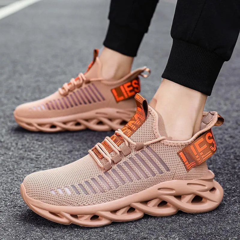 Men Running Shoes Ultralight Platform Mesh Breathable Athletic Sneakers Casual Cushioning Slip on Walking Tennis Shoes