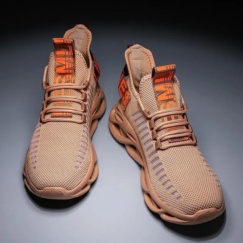 Men Running Shoes Ultralight Platform Mesh Breathable Athletic Sneakers Casual Cushioning Slip on Walking Tennis Shoes