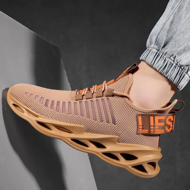 Men Running Shoes Ultralight Platform Mesh Breathable Athletic Sneakers Casual Cushioning Slip on Walking Tennis Shoes