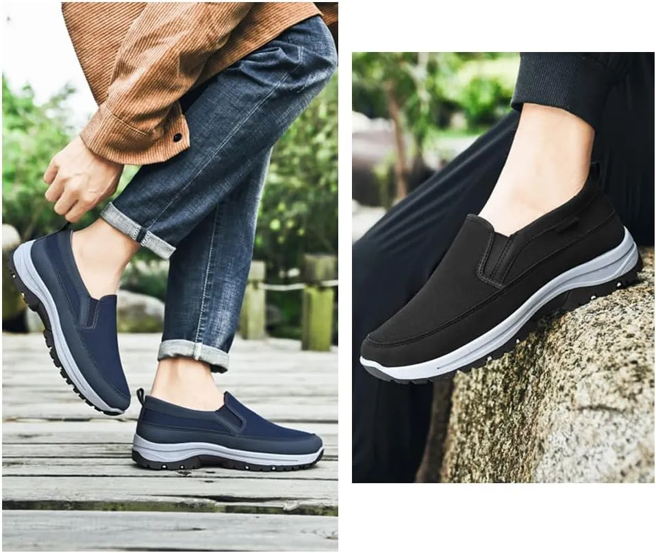 Men's Arch Support Slip-On Canvas Loafers, Casual Outdoor Shoes,Lightweight Orthopedic Sneakers for Hiking & Walking