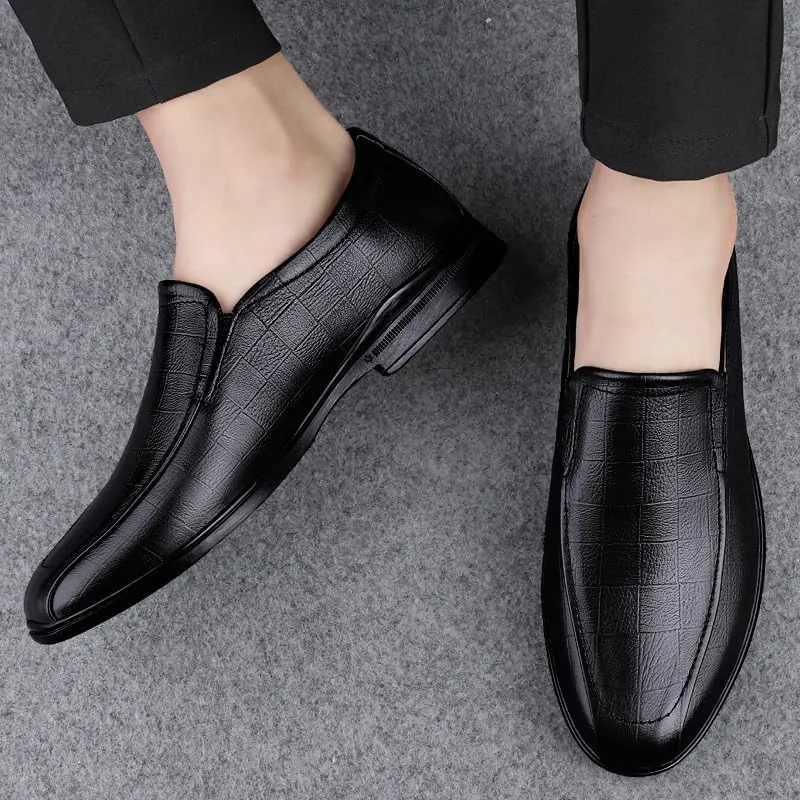 Men's Breathable Slip-On Oxford Shoes, Designer Casual Office Driving Shoes, Cowhide Crocodile Print