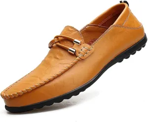 Men's Casual Genuine Leather Slip On Soft Driving Walking Shoes Penny Loafer Flats Shoes