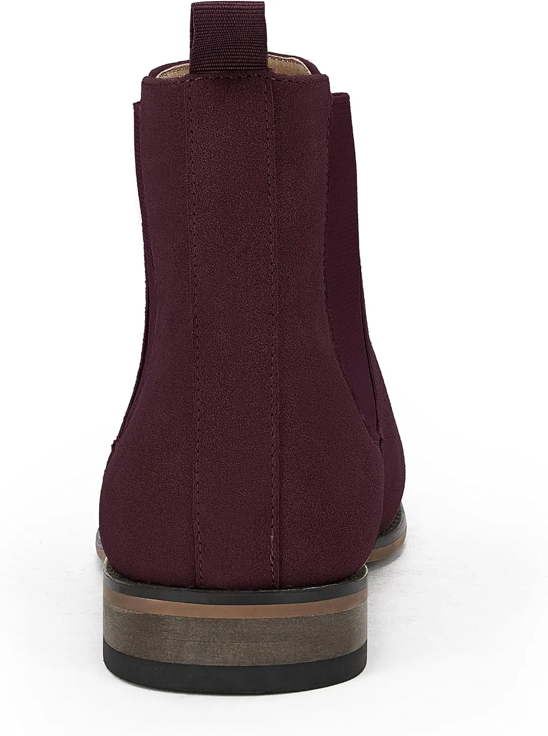 Mens Chelsea Boot Slip On Pointed Toe Stacked Low Heel Faux Suede Casual Dress Boot