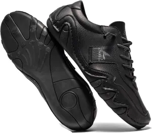 Men's Comfortable Barefoot Walking Shoes Fashion Lightweight Zero Drop Elastic Lace-up Slip-on Casual Driving Shoes