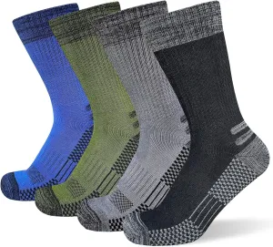 Men's Crew Work Boot Socks Thick Cushioned Moisture Wicking Hiking Sock 4 Pairs