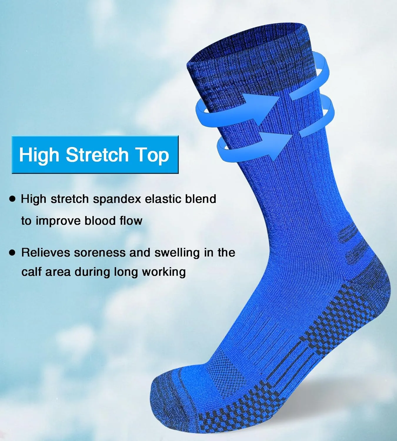 Men's Crew Work Boot Socks Thick Cushioned Moisture Wicking Hiking Sock 4 Pairs