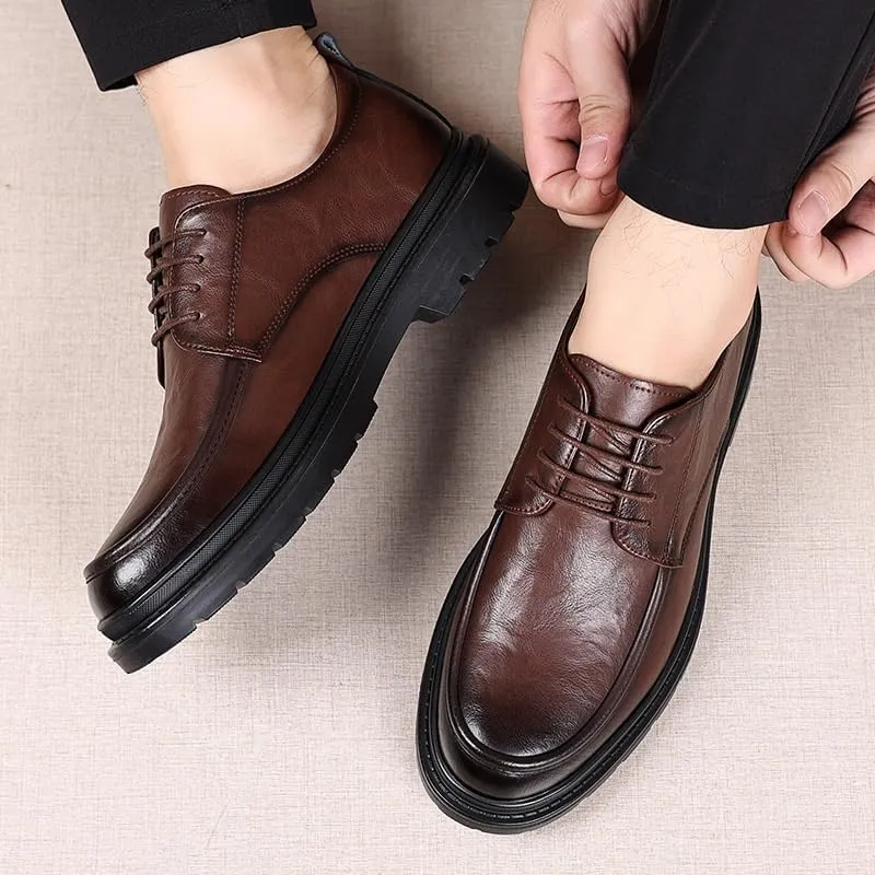 Mens Derby Shoes Genuine Leather Lightweight Modern Leather Business Casual Scale Pattern Comfort Formal Shoes Office Working Leather Derby Shoes(8)