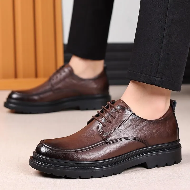 Mens Derby Shoes Genuine Leather Lightweight Modern Leather Business Casual Scale Pattern Comfort Formal Shoes Office Working Leather Derby Shoes(8)