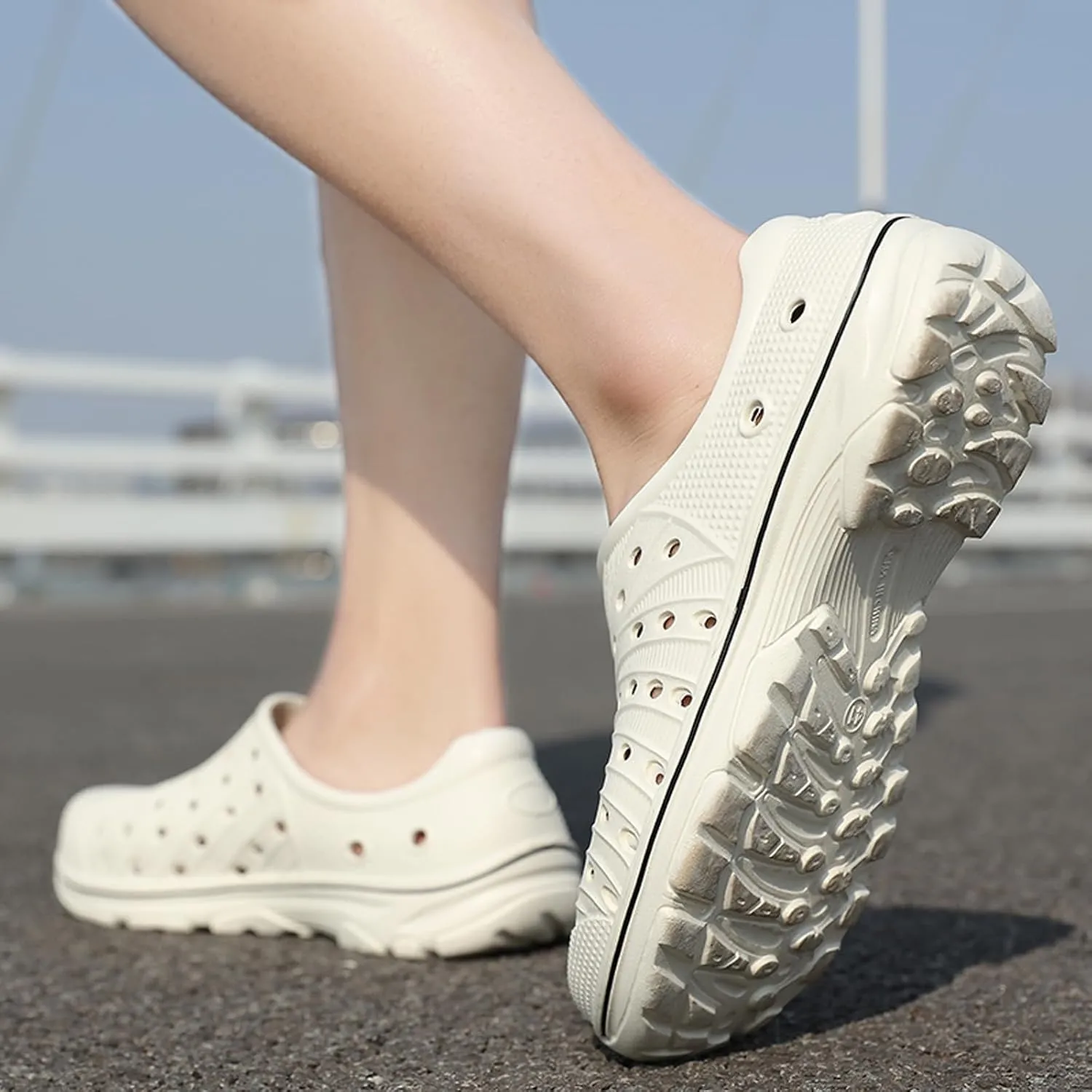 Men's Garden Shoes Slip on Breathable EVA Shower Water Shoes Garden Clogs for Outdoors Quick-Drying Clog Summer Pool Sandals Anti-Slip Beach Shoes