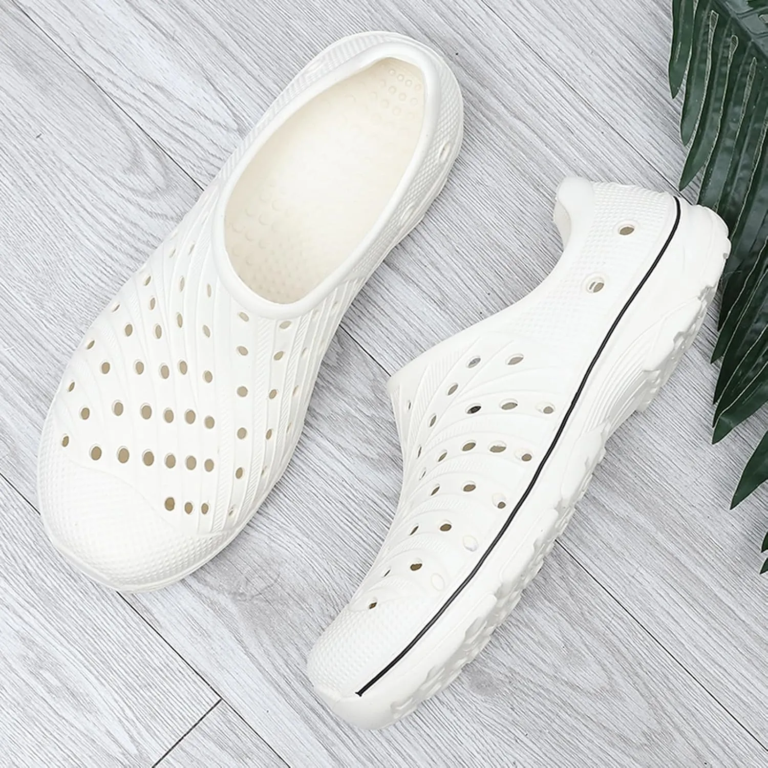 Men's Garden Shoes Slip on Breathable EVA Shower Water Shoes Garden Clogs for Outdoors Quick-Drying Clog Summer Pool Sandals Anti-Slip Beach Shoes