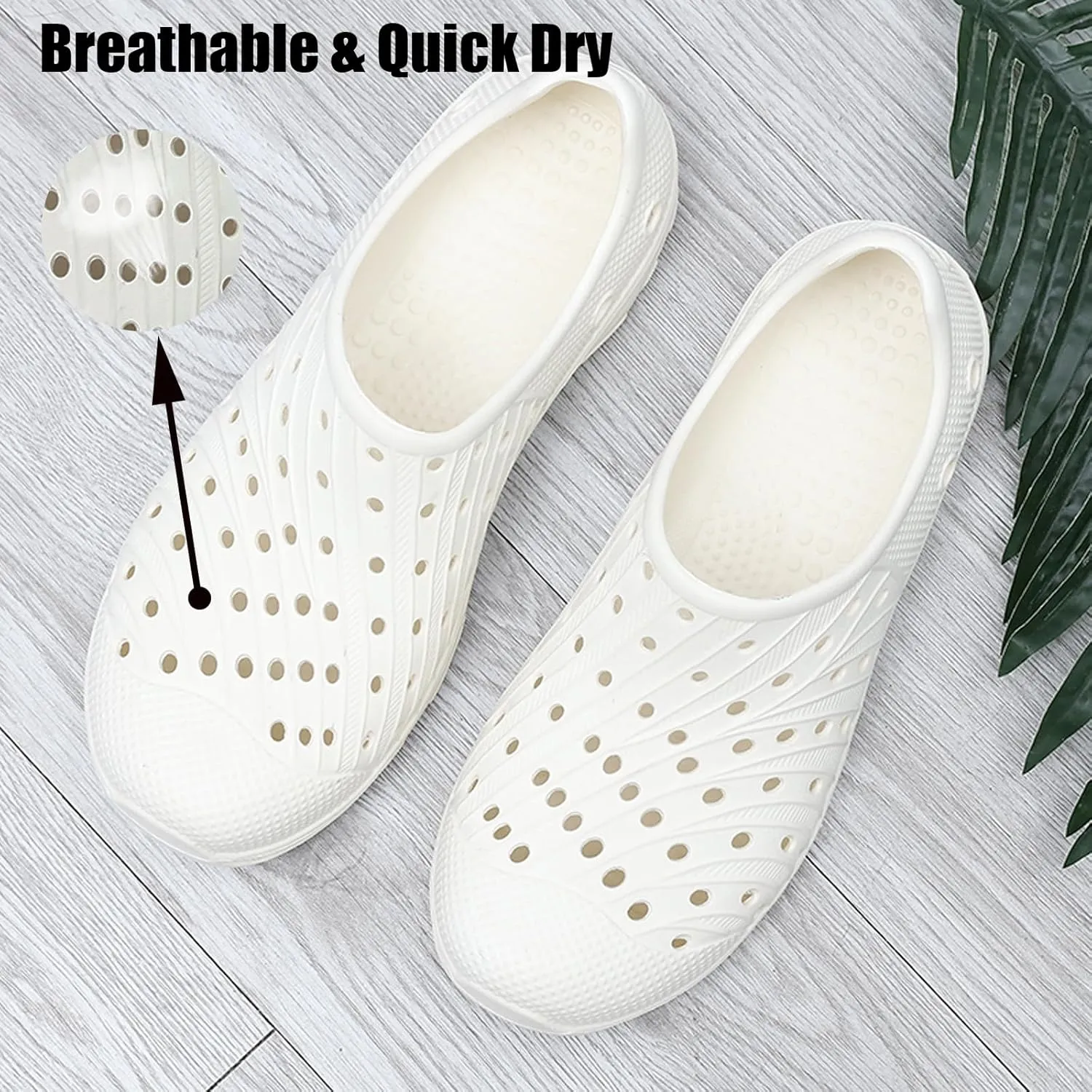 Men's Garden Shoes Slip on Breathable EVA Shower Water Shoes Garden Clogs for Outdoors Quick-Drying Clog Summer Pool Sandals Anti-Slip Beach Shoes