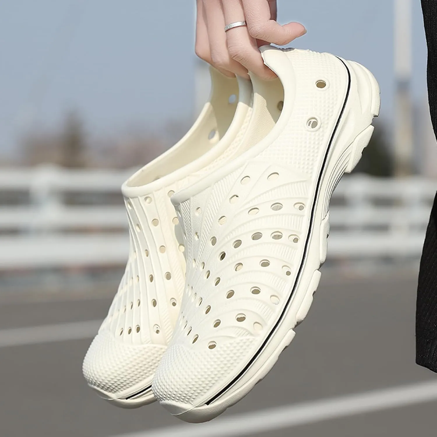 Men's Garden Shoes Slip on Breathable EVA Shower Water Shoes Garden Clogs for Outdoors Quick-Drying Clog Summer Pool Sandals Anti-Slip Beach Shoes
