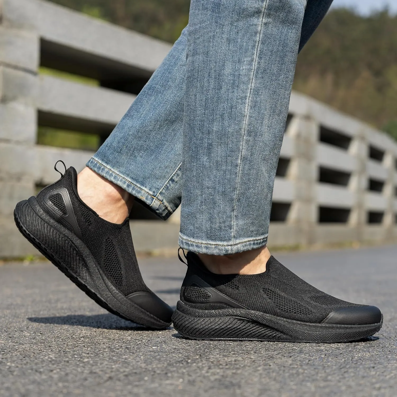 Men's Hands-Free Slip On Walking Shoes Laceless Comfortable Tennis Sneakers