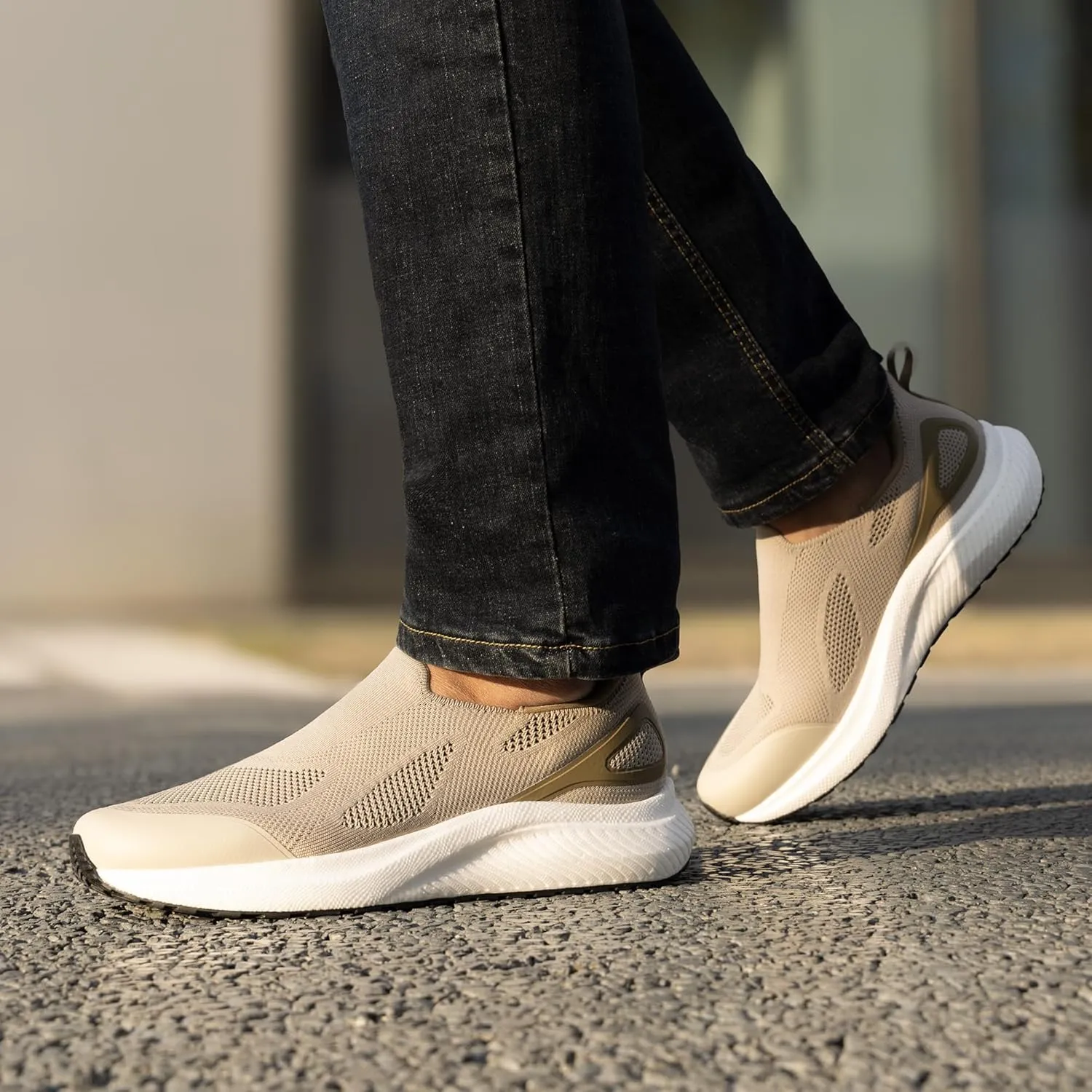 Men's Hands-Free Slip On Walking Shoes Laceless Comfortable Tennis Sneakers