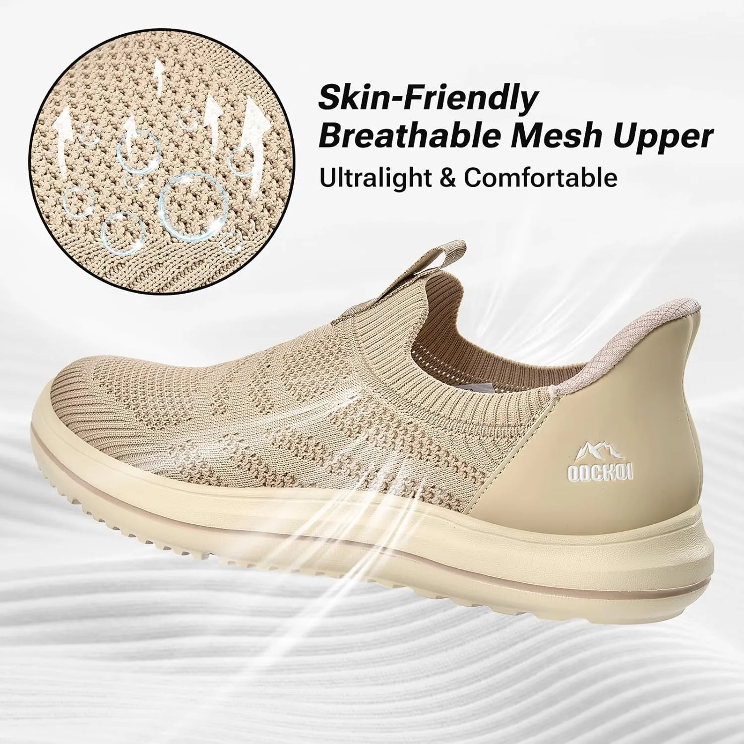 Men’s Hands Free Slip On Walking Shoes Lightweight Athletic Non Slip Sneakers Comfortable Breathable Knit Slip in Casual Shoes