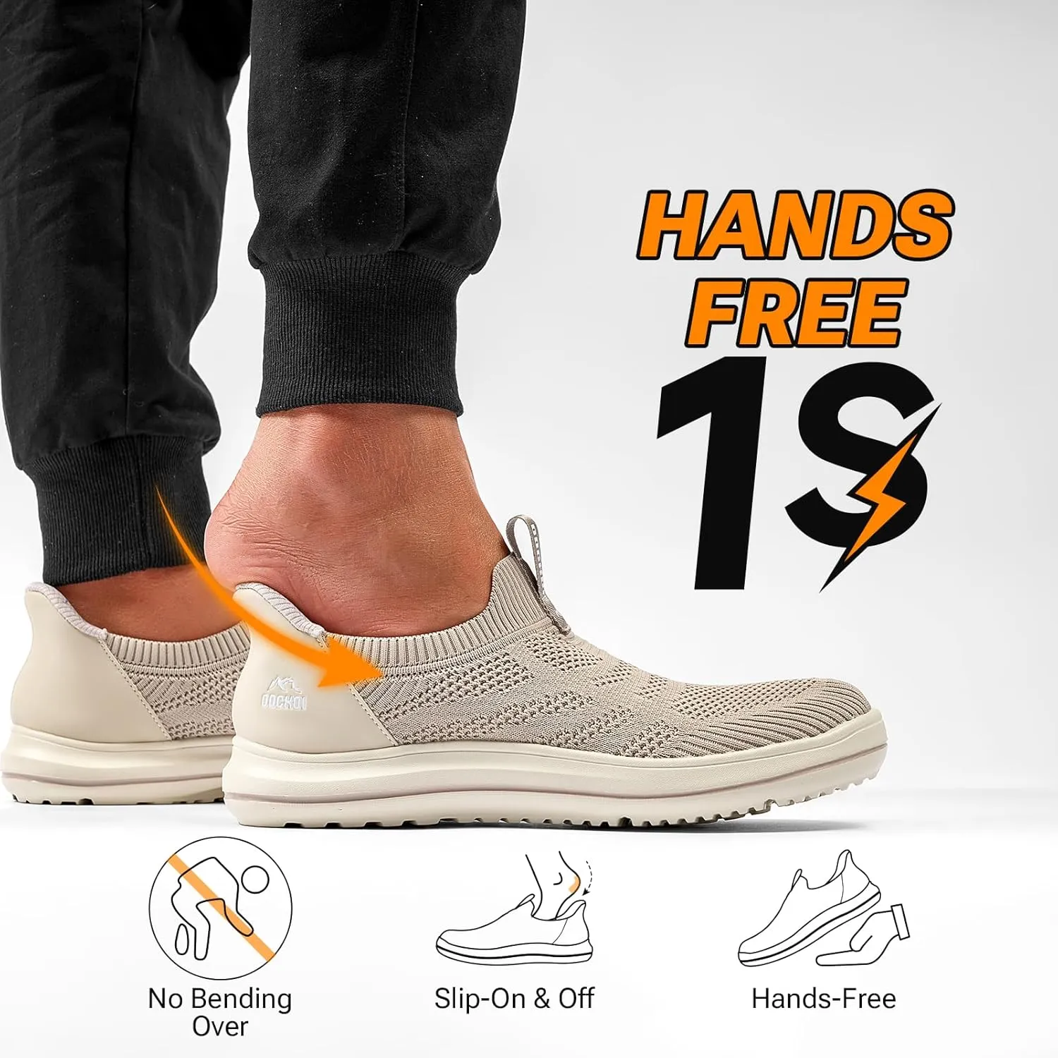 Men’s Hands Free Slip On Walking Shoes Lightweight Athletic Non Slip Sneakers Comfortable Breathable Knit Slip in Casual Shoes