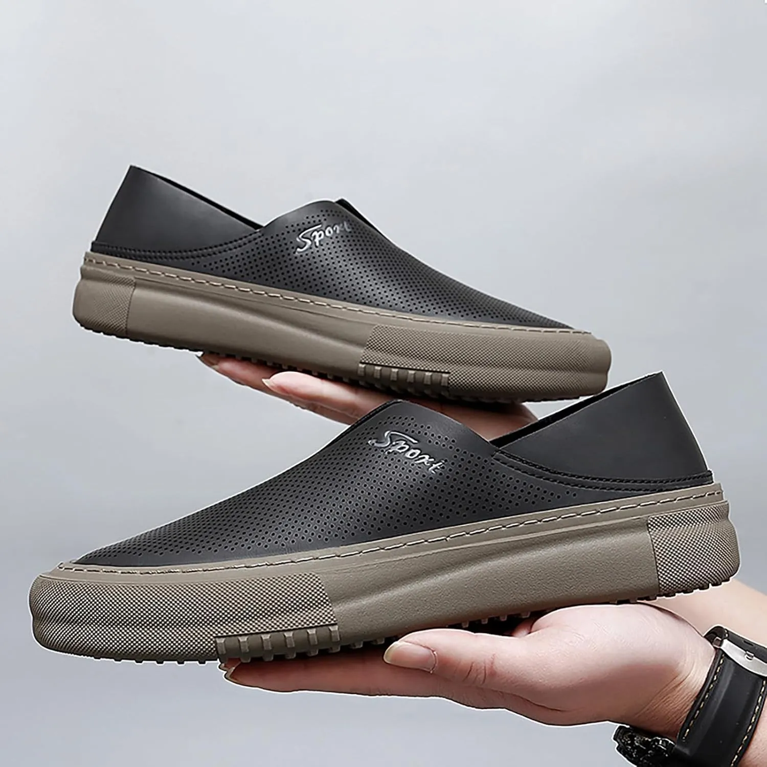 Men's Hollow Soft Sole Slip On Flat Loafers,Handmade Stitching Fashion Casual Outdoor Breathable Lightweight Driving Dress Shoe,Moccasin Cutout Flats