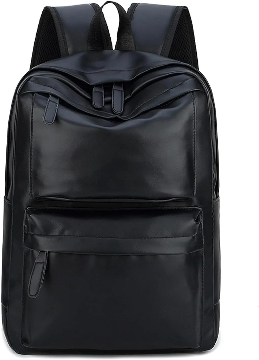 Mens Leather Backpack, Carry On Backpack Fits 16.1'' Laptop Bag Large Capacity Business Travel Hiking Waterproof (Black)