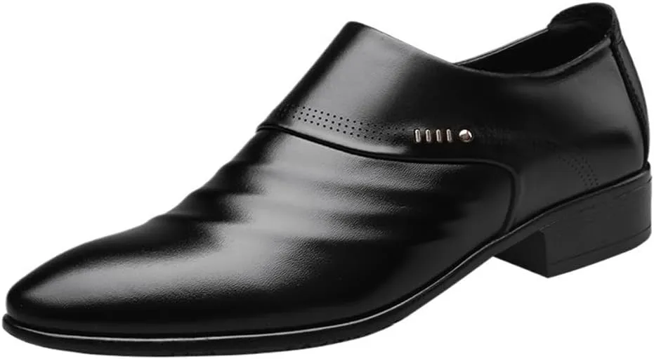 Mens Leather Oxford Shoes Slip On Classic Fashion Luxury Wear Resistant Non Slip Anti Slip Black Footwear Comfortable