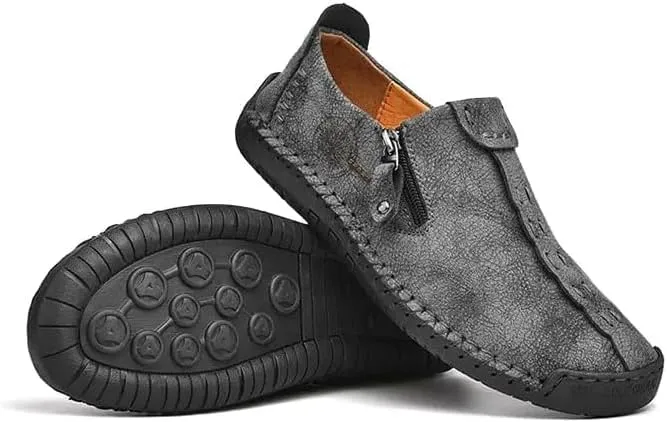 Men's Loafer Shoes with Side Zipper, Comfy Non-Slip Slip On Shoes, Men's Shoes, Spring and Summer Casual Loafer Penny Loafers Lightweight Walking Shoes Boat Shoe