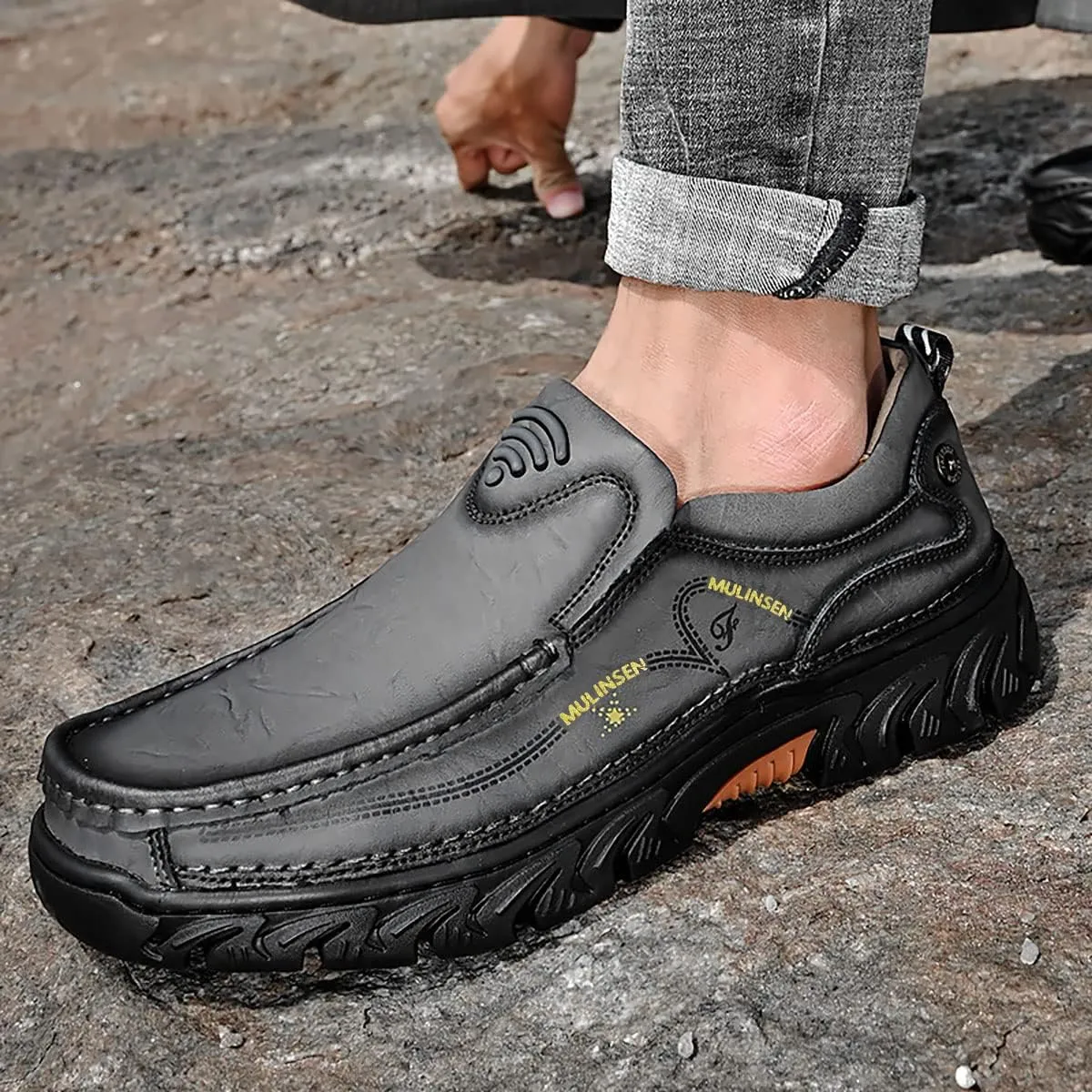 Mens Loafers Casual Slip on Shoes Walking Leather Breathable