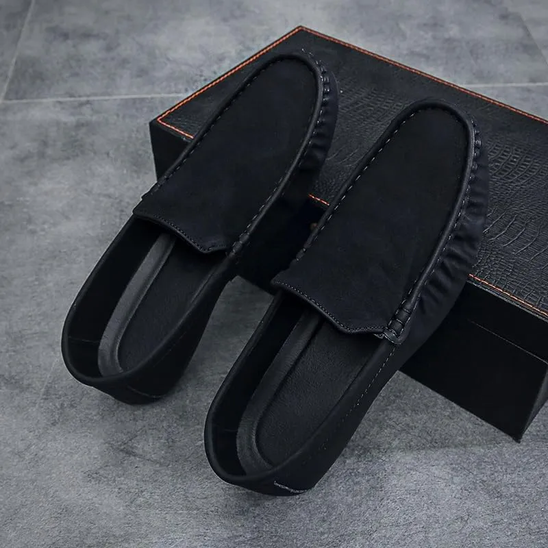 Men's Loafers Round Toe PU Leather Loafer Shoes Comfortable Lightweight Slip Resistant Prom Slip-on