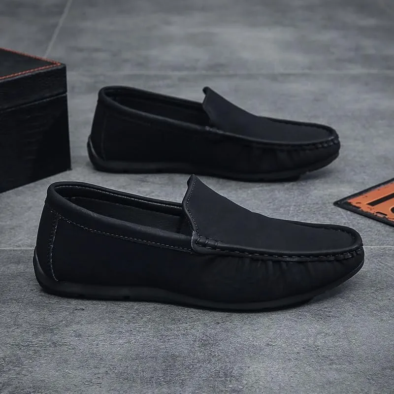 Men's Loafers Round Toe PU Leather Loafer Shoes Comfortable Lightweight Slip Resistant Prom Slip-on