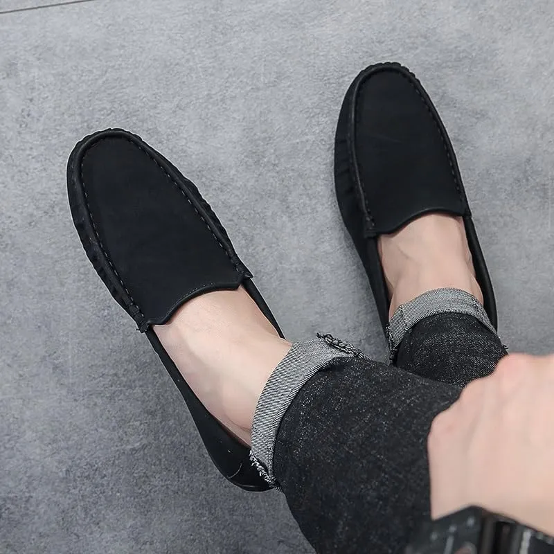 Men's Loafers Round Toe PU Leather Loafer Shoes Comfortable Lightweight Slip Resistant Prom Slip-on