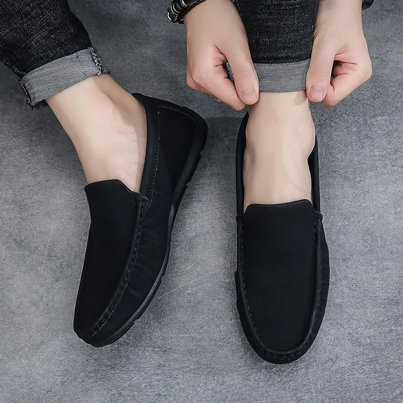 Men's Loafers Round Toe PU Leather Loafer Shoes Comfortable Lightweight Slip Resistant Prom Slip-on
