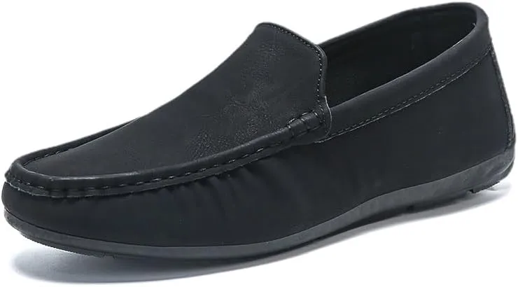 Men's Loafers Round Toe PU Leather Loafer Shoes Comfortable Lightweight Slip Resistant Prom Slip-on