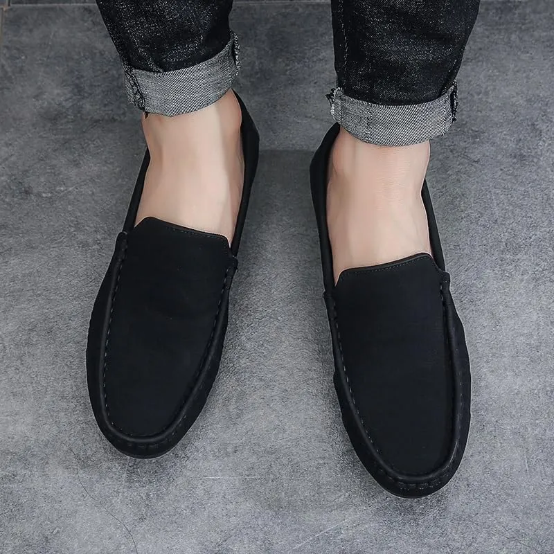 Men's Loafers Round Toe PU Leather Loafer Shoes Comfortable Lightweight Slip Resistant Prom Slip-on