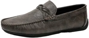 Men's Loafers Vegan Leather Vintage Evening Solid Color Round Toe Anti-Slip Non Slip Classic Slip-on