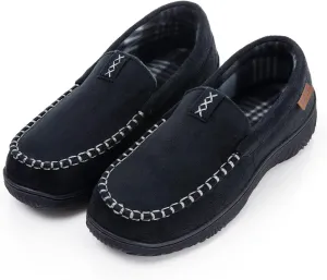 Men's Moccasin House Slippers - Memory Foam Indoor Outdoor Shoes Breathable Slip-on Loafers