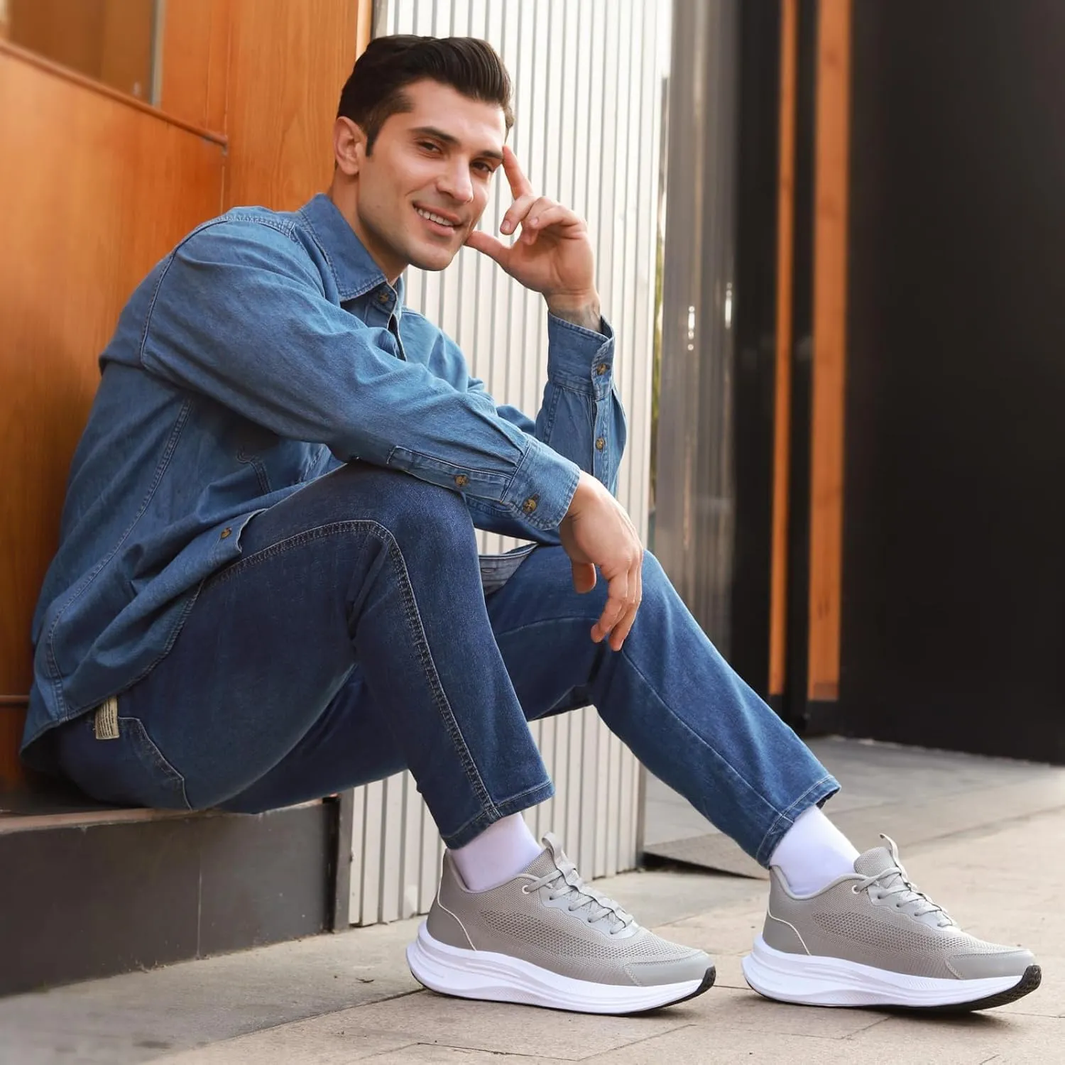 Mens Running Shoes Slip-on Walking Shoes for Men Athletic Gym Workout Sneakers Breathable Non Slip Tennis Cushioning Sneakers