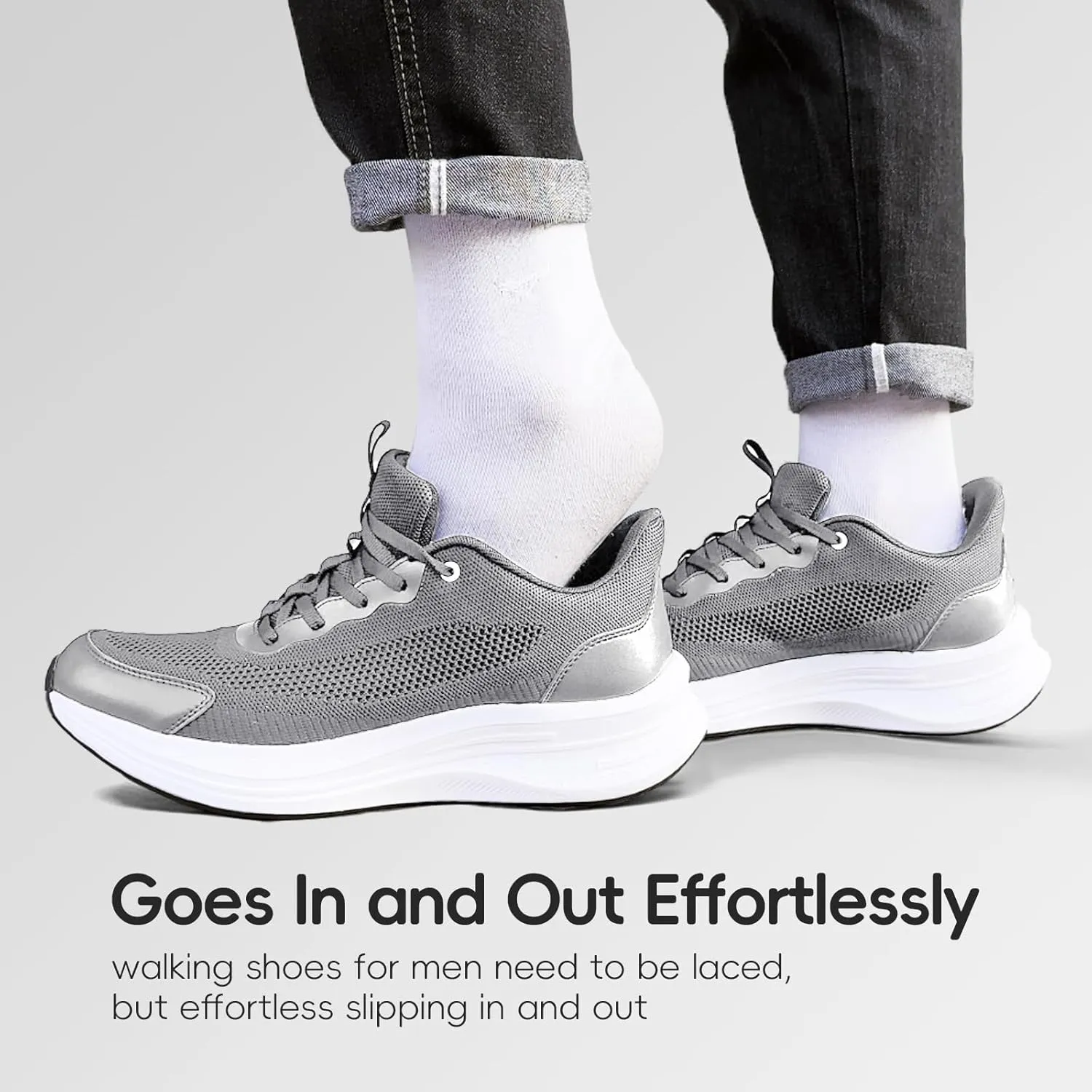Mens Running Shoes Slip-on Walking Shoes for Men Athletic Gym Workout Sneakers Breathable Non Slip Tennis Cushioning Sneakers
