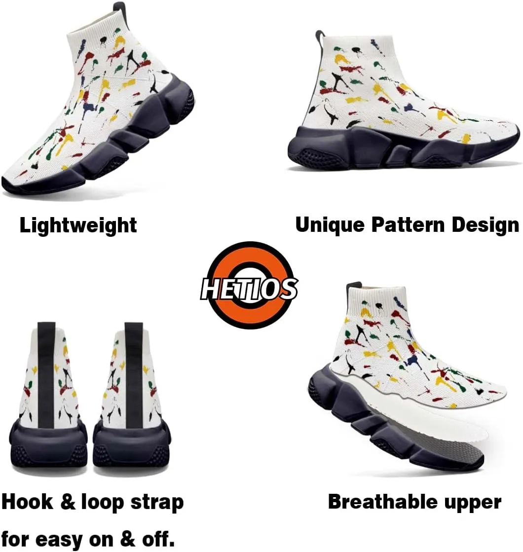 Mens Running Sneakers Art Graffiti Painted Shoes Mesh Breathable Slip-on Womens Tennis Shoes