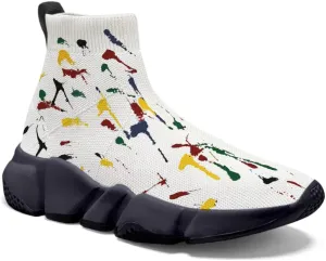 Mens Running Sneakers Art Graffiti Painted Shoes Mesh Breathable Slip-on Womens Tennis Shoes