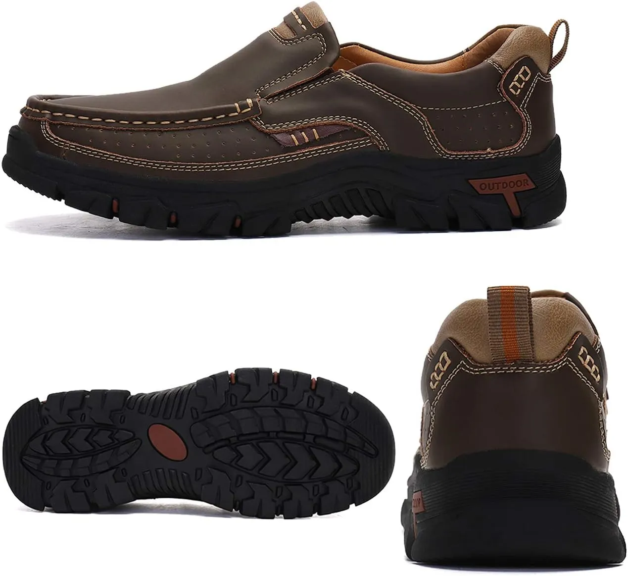 Mens Slip On Casual Shoes Leather Comfortable Walking Loafers