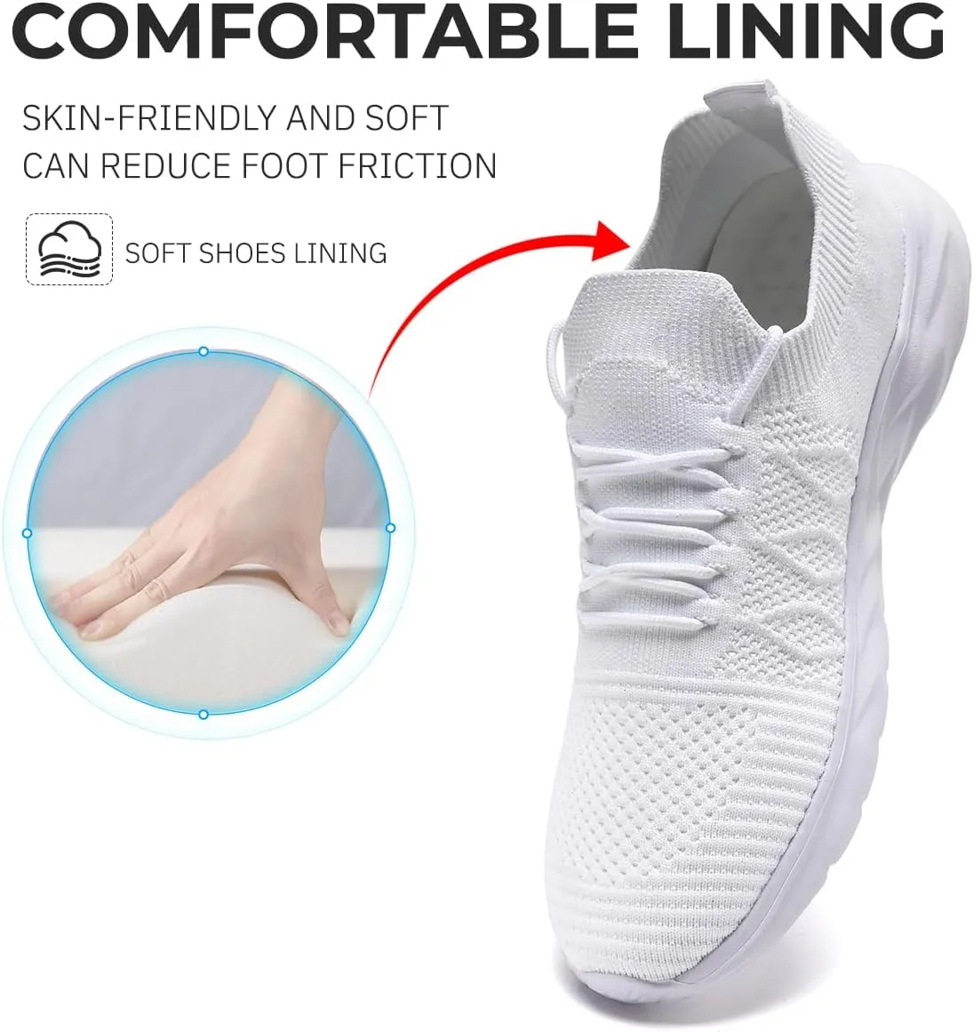 Mens Slip On Running Sneakers Walking Trainers Athletic Gym Fitness Sport Shoes Non Slip Breathable Mesh Workout Fashion Breathable Comfortable