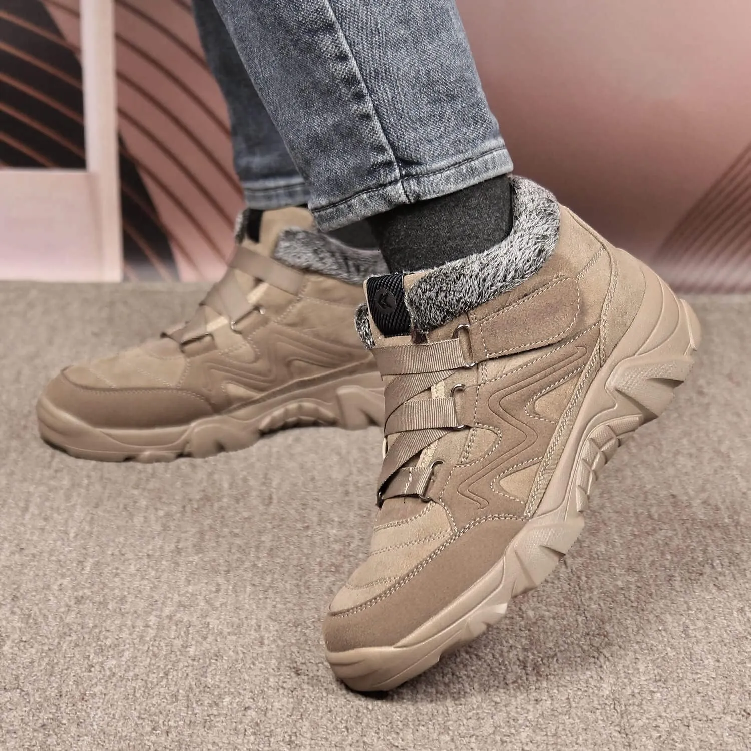 Men's Slip On Walking Sneakers Comfortable Hiking Fashion high top Boots…