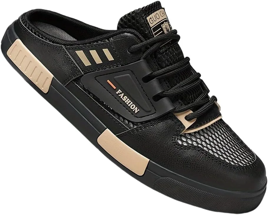 Mens Stylish Streetwear Hollow Out Mule Slippers - Comfortable Non-Slip Rubber Sole, Ventilated Breathable Design for Casual Ease PLUS SIZE