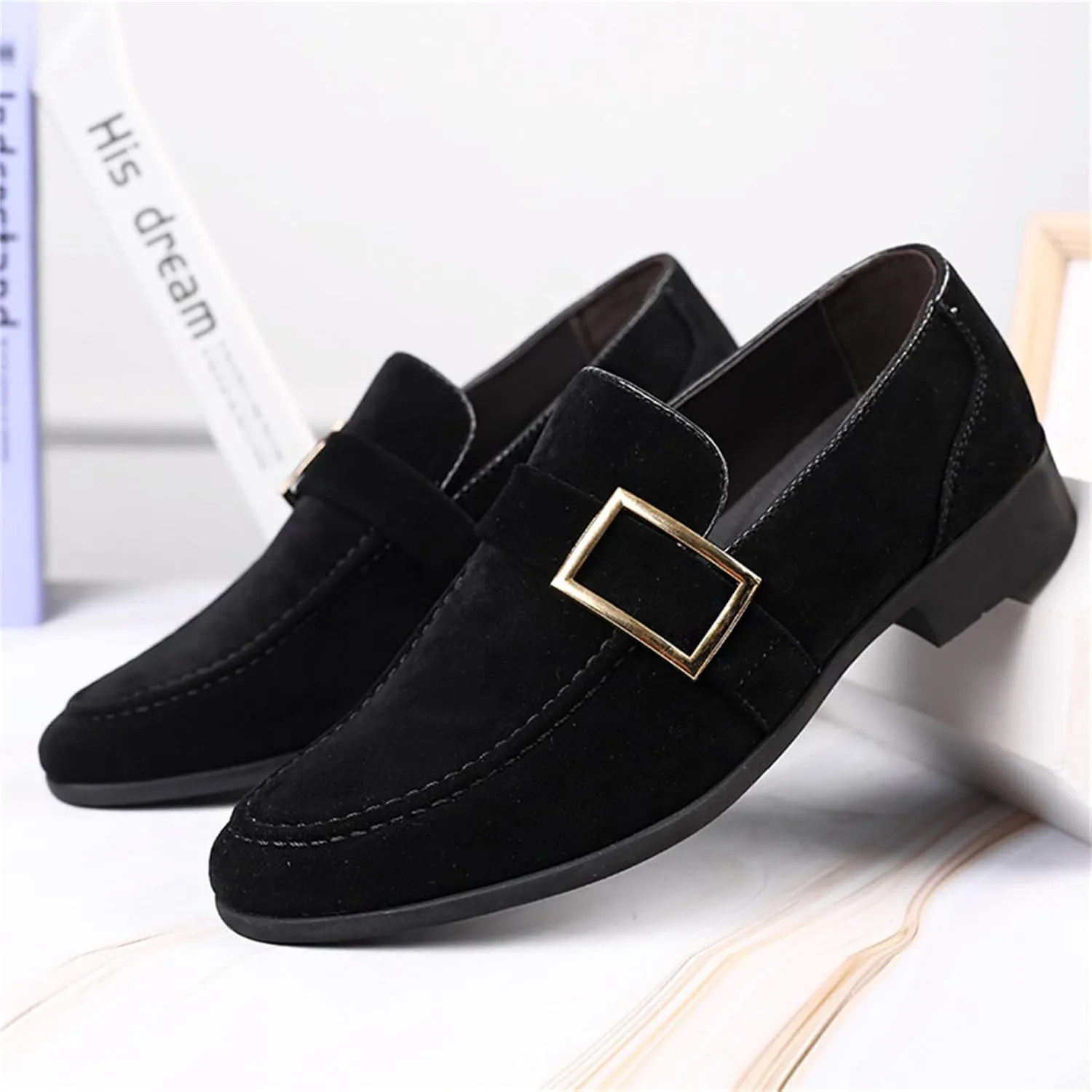 Men's Suede Penny Loafers Slip On Soft Leather Dress Tuxedo Shoes Casual Lightweight Moccasins Driving Boat Shoes