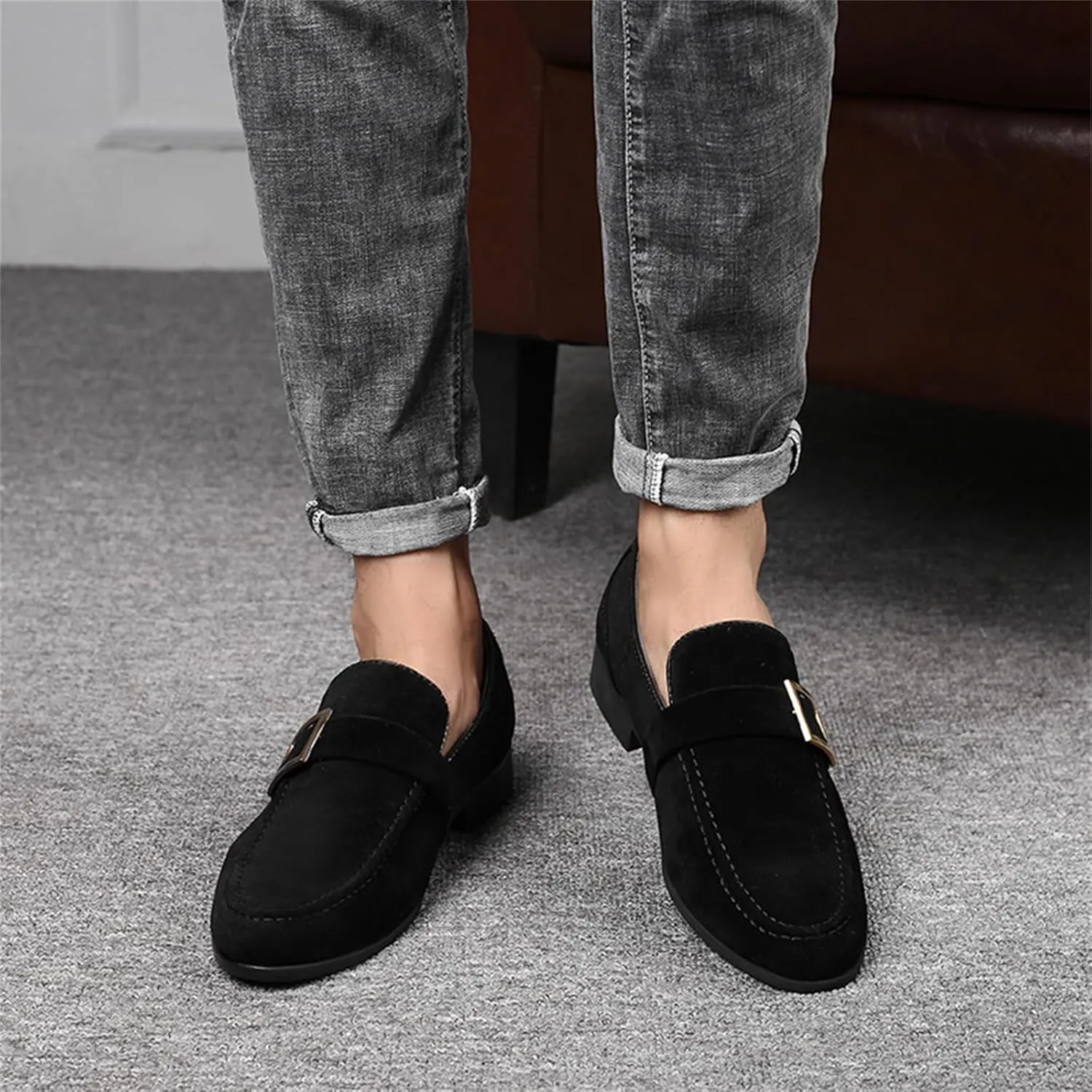 Men's Suede Penny Loafers Slip On Soft Leather Dress Tuxedo Shoes Casual Lightweight Moccasins Driving Boat Shoes