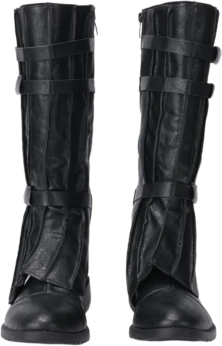 Mens Tall Boots Medieval Renaissance Pirate Cosplay Boot Halloween Costume Shoes Vintage Stage Leather Shoe