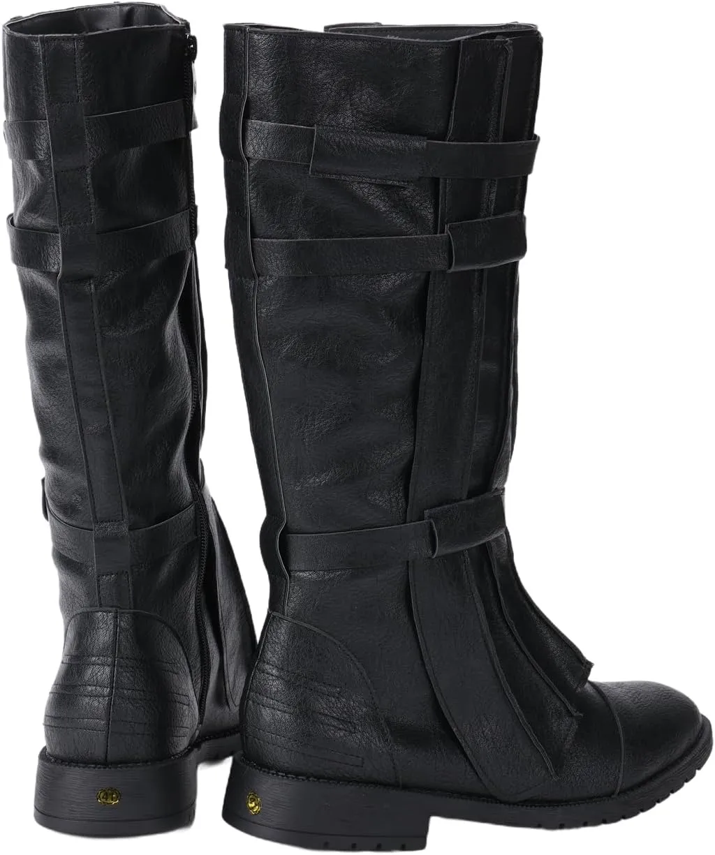 Mens Tall Boots Medieval Renaissance Pirate Cosplay Boot Halloween Costume Shoes Vintage Stage Leather Shoe