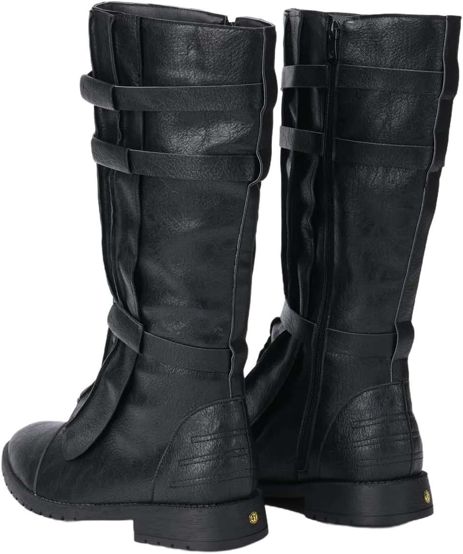 Mens Tall Boots Medieval Renaissance Pirate Cosplay Boot Halloween Costume Shoes Vintage Stage Leather Shoe