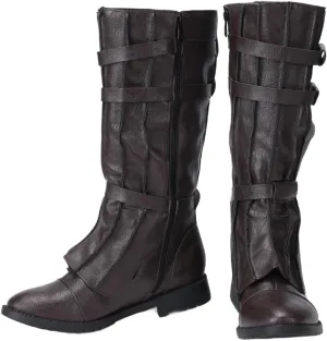 Mens Tall Boots Medieval Renaissance Pirate Cosplay Boot Halloween Viking Costume Shoes