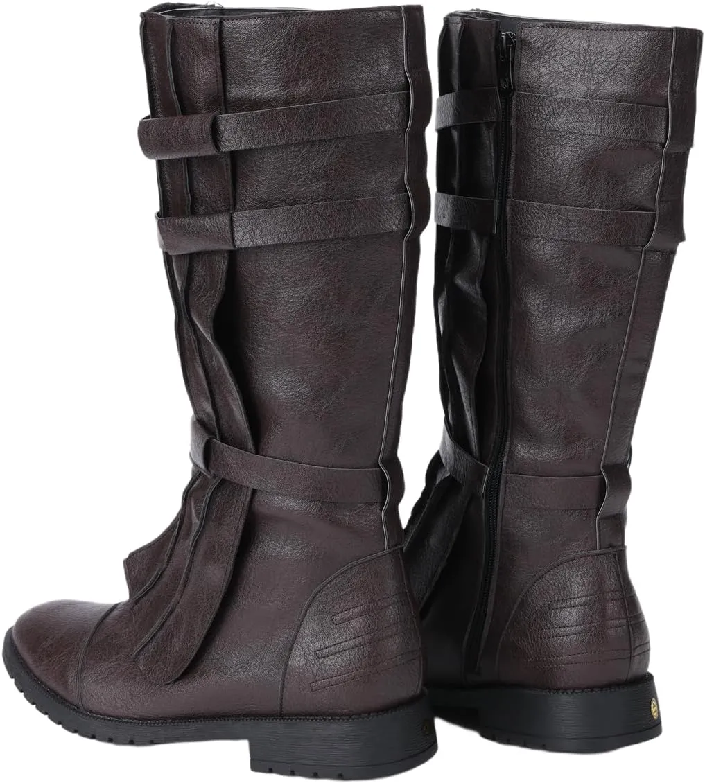 Mens Tall Boots Medieval Renaissance Pirate Cosplay Boot Halloween Viking Costume Shoes