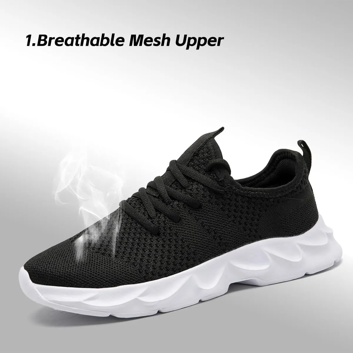 Mens Walking Running Shoes Slip On Sneakers Non Slip Workout Tennis Athletic Casual Lightweight Breathable Mesh Shoes